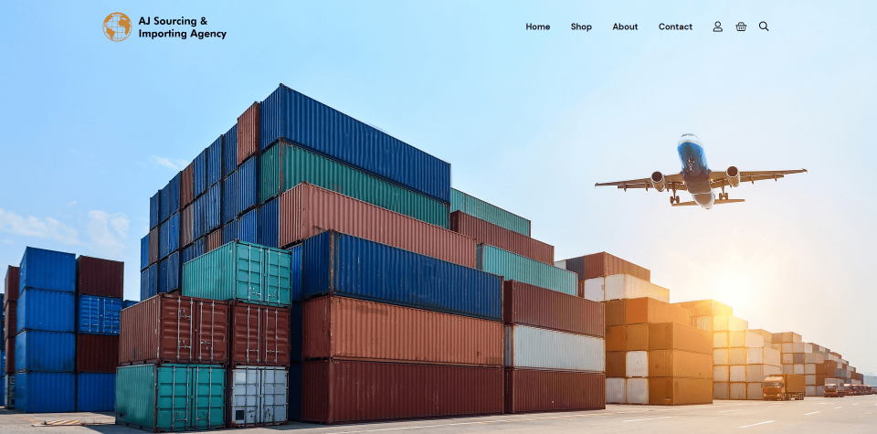 AJ Sourcing & Importing Agency website screenshot