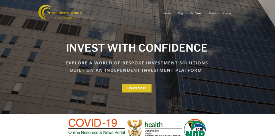 Prime Invest Group website screenshot