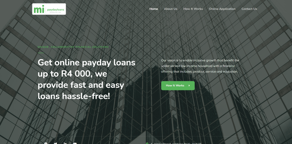 mipaydayloans website screenshot