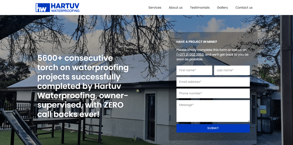 Hartuv Waterproofing website screenshot