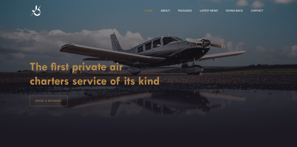 JC3 Charter Services website screenshot