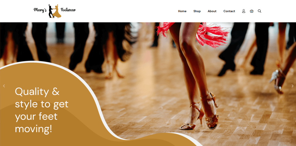 Mary's Footwear website screenshot