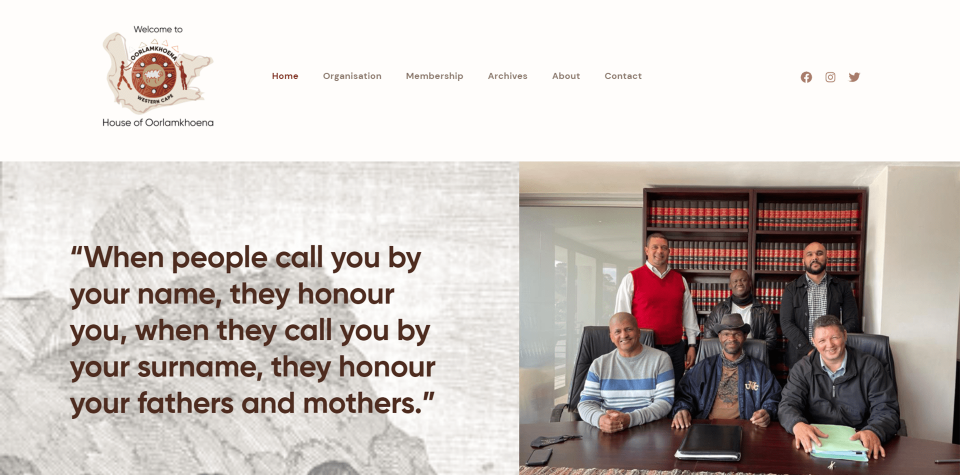 Oorlamkhoena Tribe website screenshot