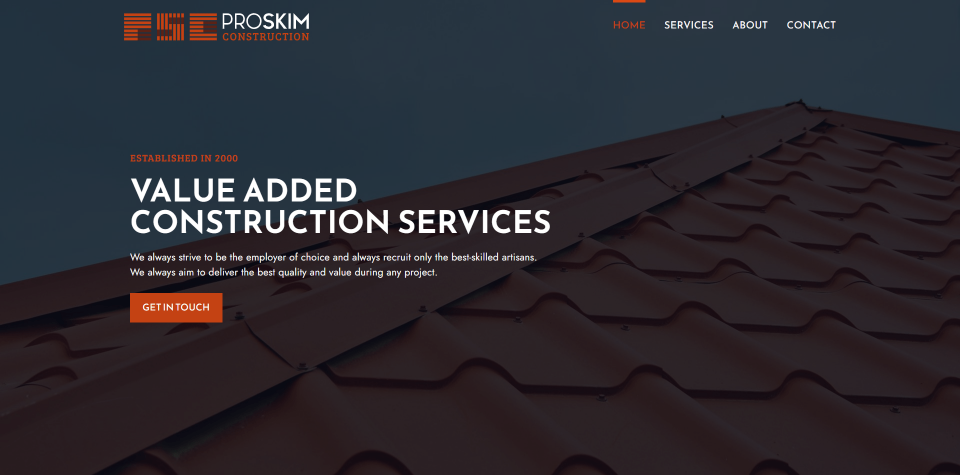 Proskim Construction website screenshot